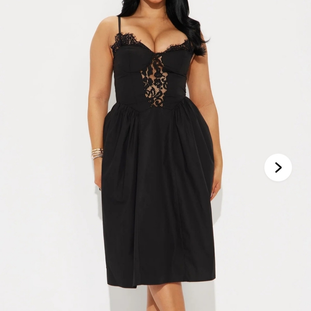 Poplin  Midi Dress - Black